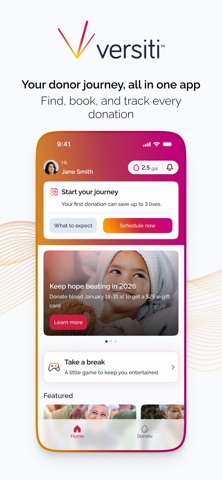 Versiti Donor app screenshot
