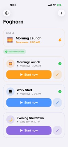 Foghorn: ADHD Routine Alarms iPhone screenshot