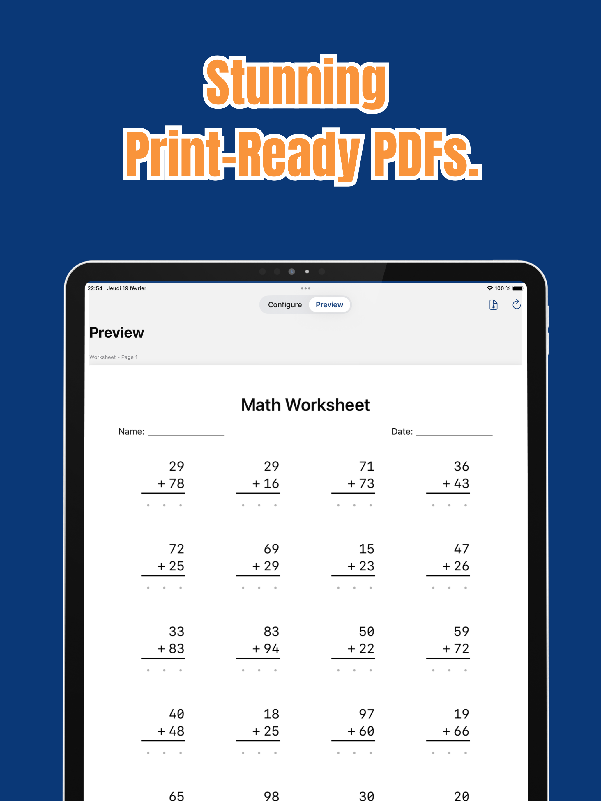 math worksheets generator pro