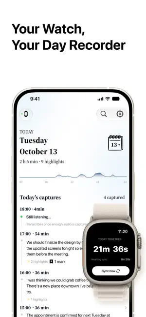 VoiceDay - AI Watch Recorder screenshot 1