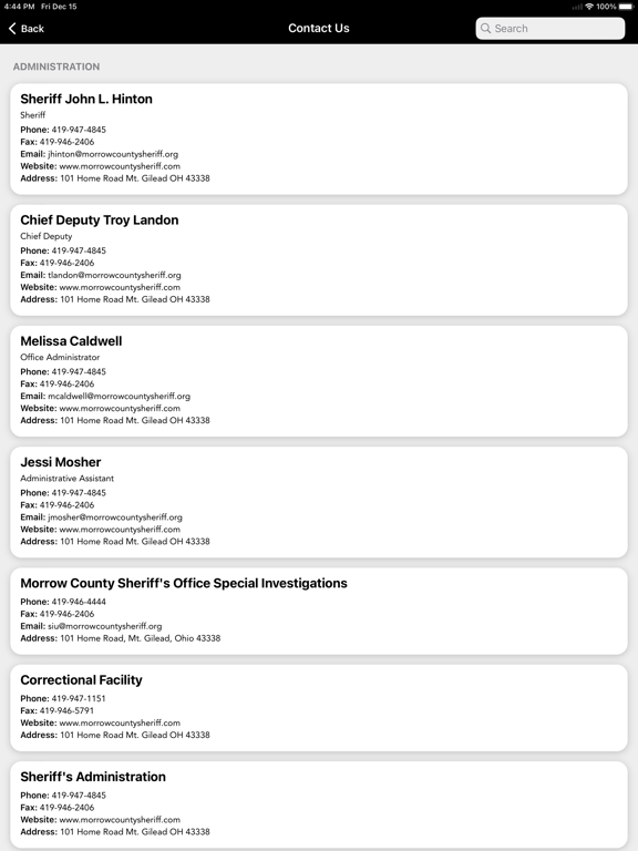Morrow County Sheriff Ohio iPad screenshot 2 - Reference app