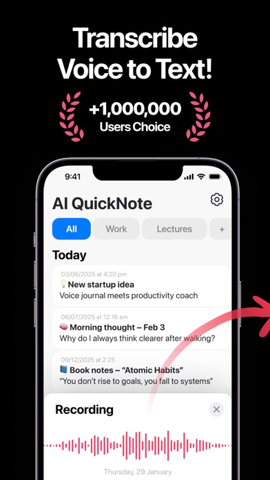 AI QuickNote: Smart Note Taker iPhone screenshot 1 - Productivity app