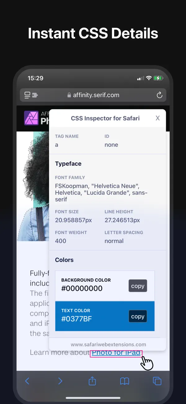 #1. CSS Inspector for Safari (iOS) 来自: Alfredo Grassau
