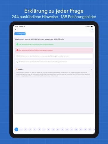 SBF Binnen Fragen Knoten Segel iPad screenshot