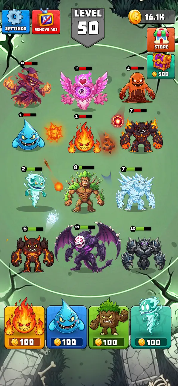 Elemental Battle: Merge Game iOS Mod IPA screenshot 4 - iOS game interface