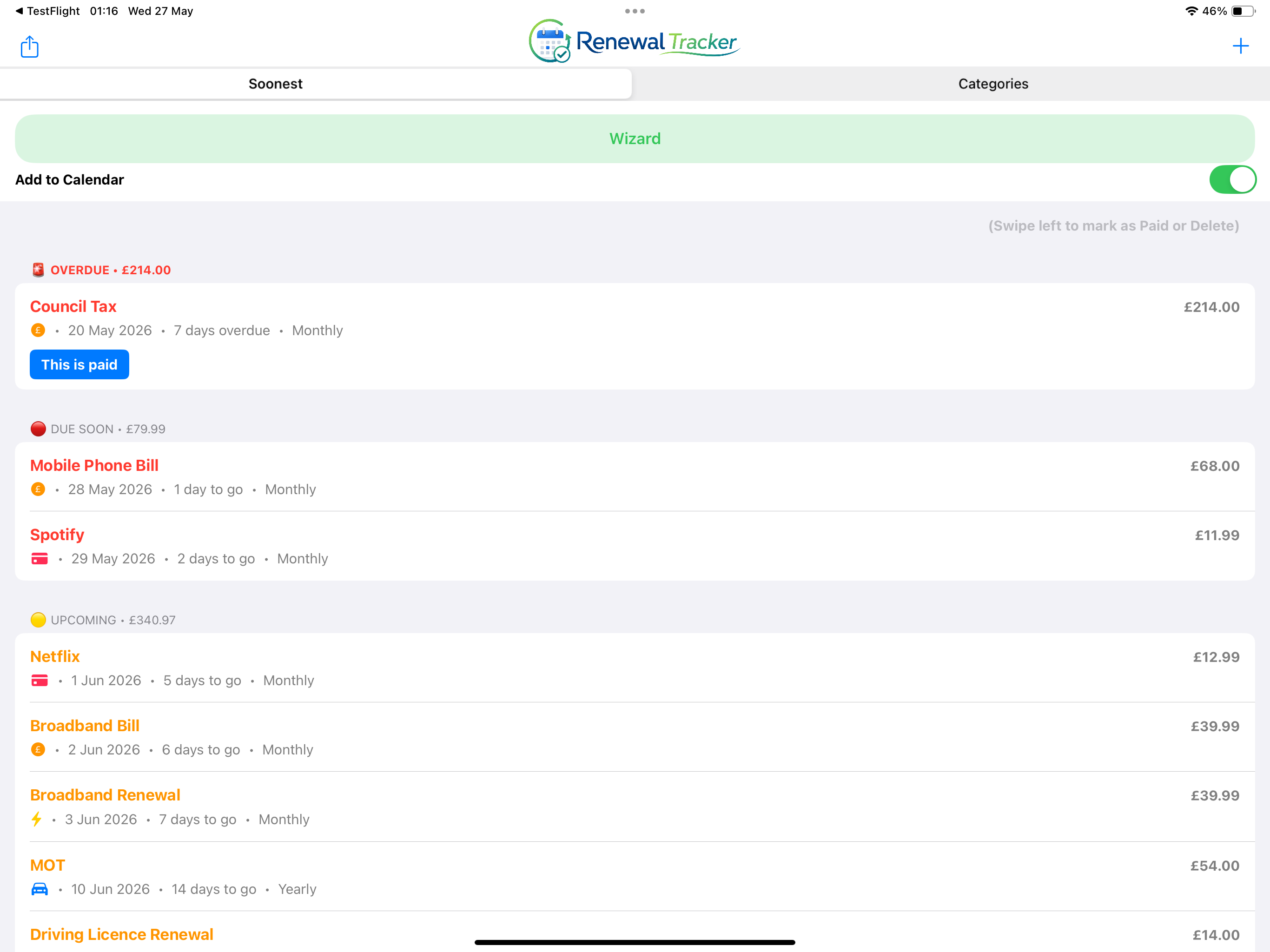 Renewal Tracker