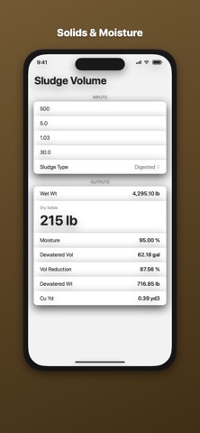 Sludge Dewatering Calculator のスクリーンショット
