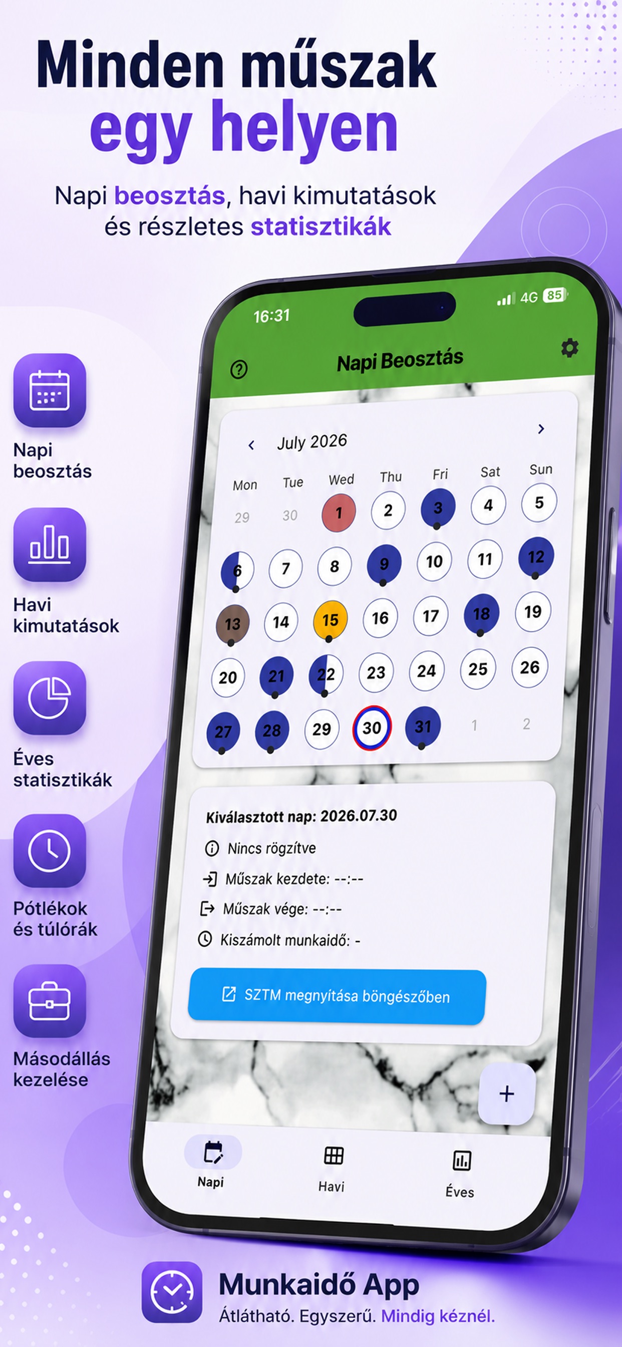 Screenshot 1 of Munkaidő App
