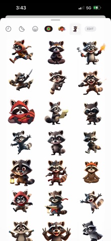 Ninja Raccoon Stickers iPhone screenshot