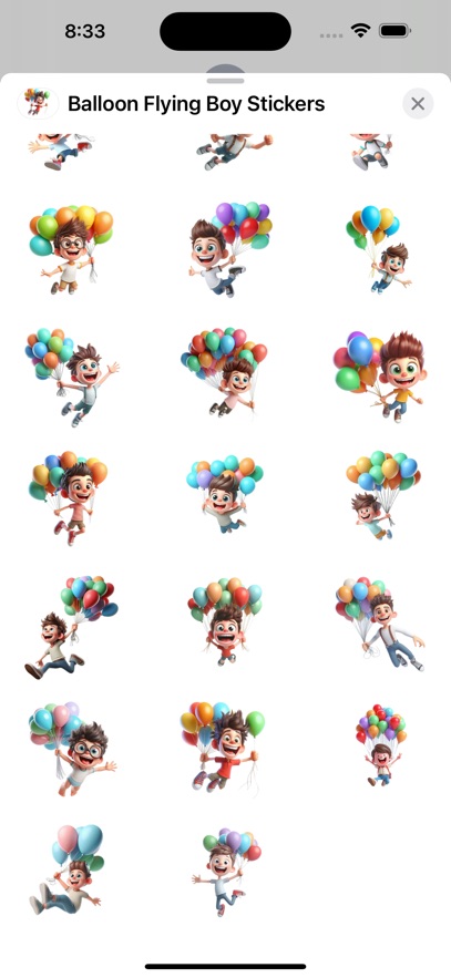 Balloon Flying Boy Stickers