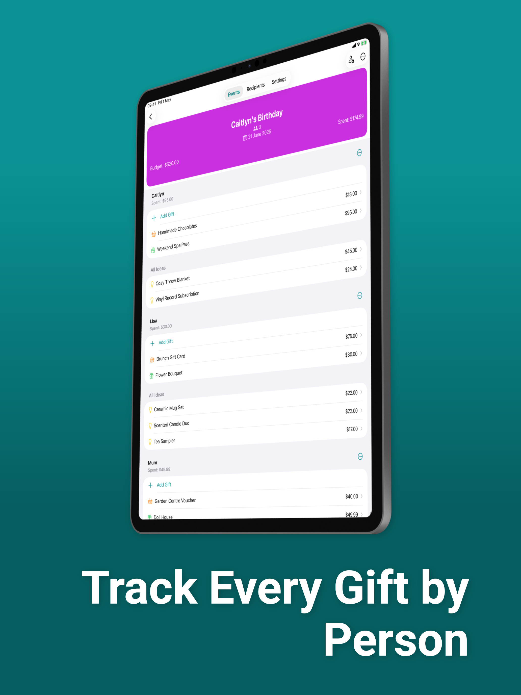 Gift List: Budget Tracker screenshot 6