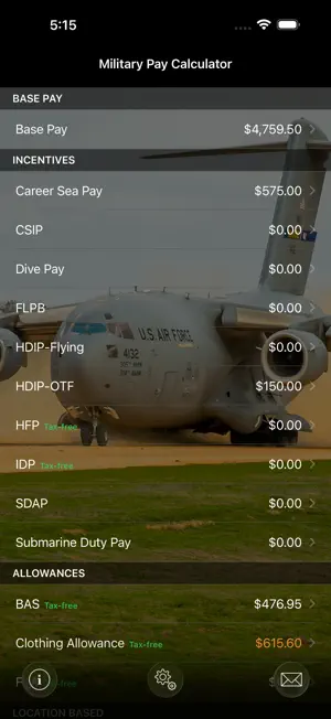 Military Pay Calc screenshot 1