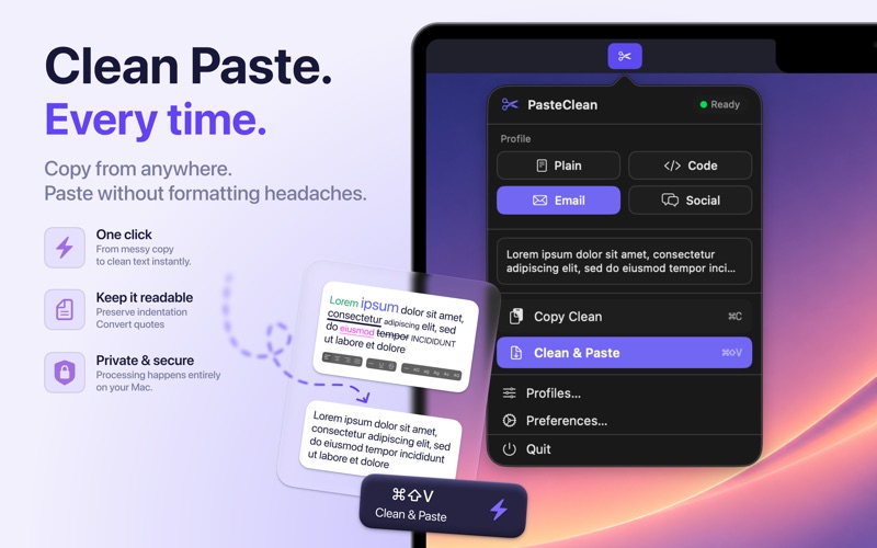 PasteClean: Remove Formatting iPhone screenshot