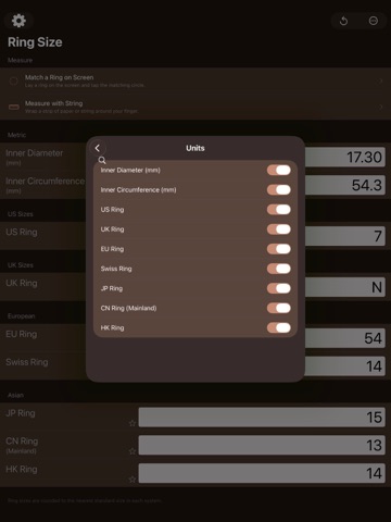 Mila's Ring Sizer & Converter iPad screenshot