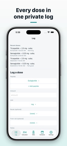 Peptide Tracker iPhone screenshot