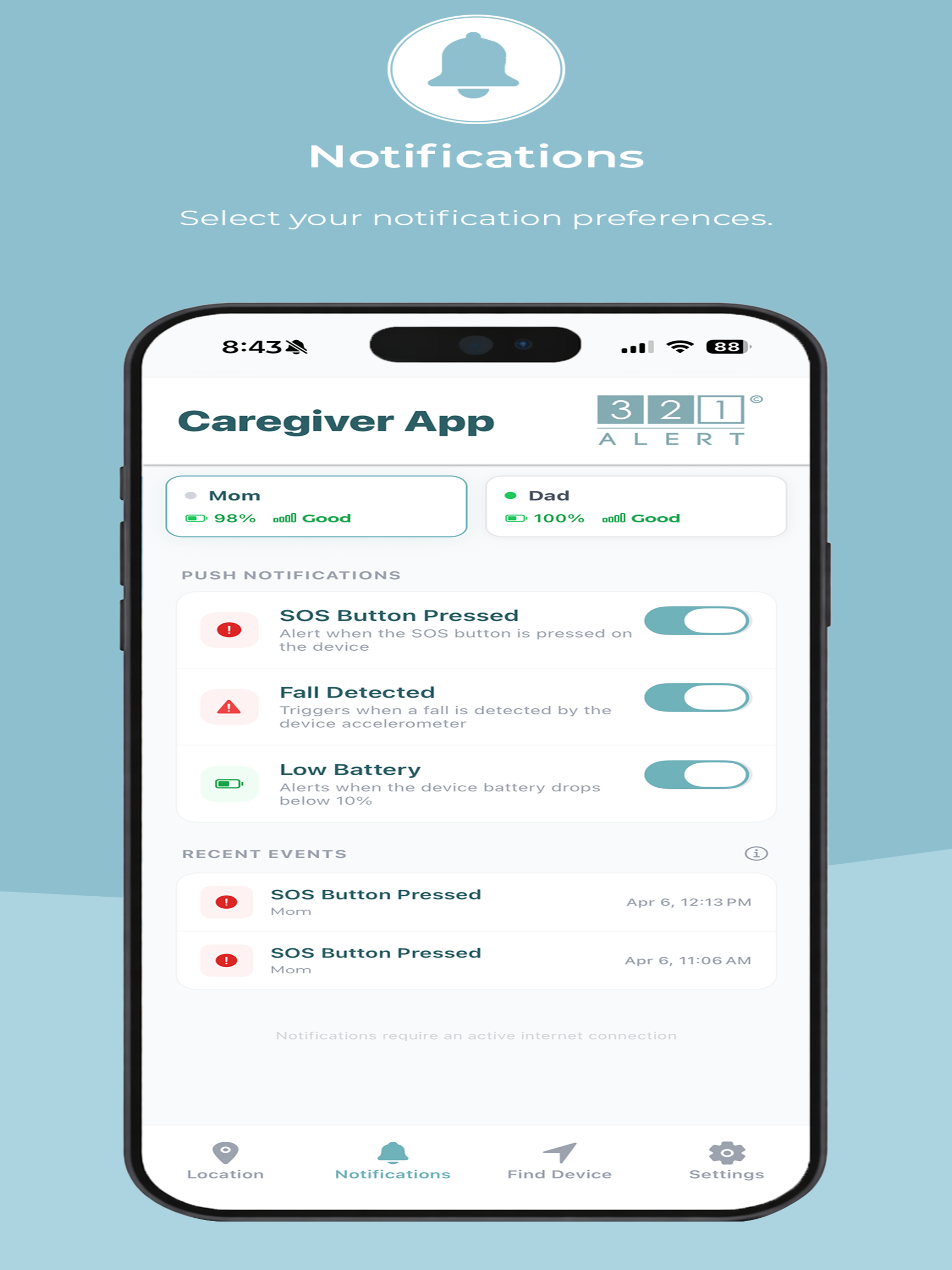 321 Alert - Caregiver App