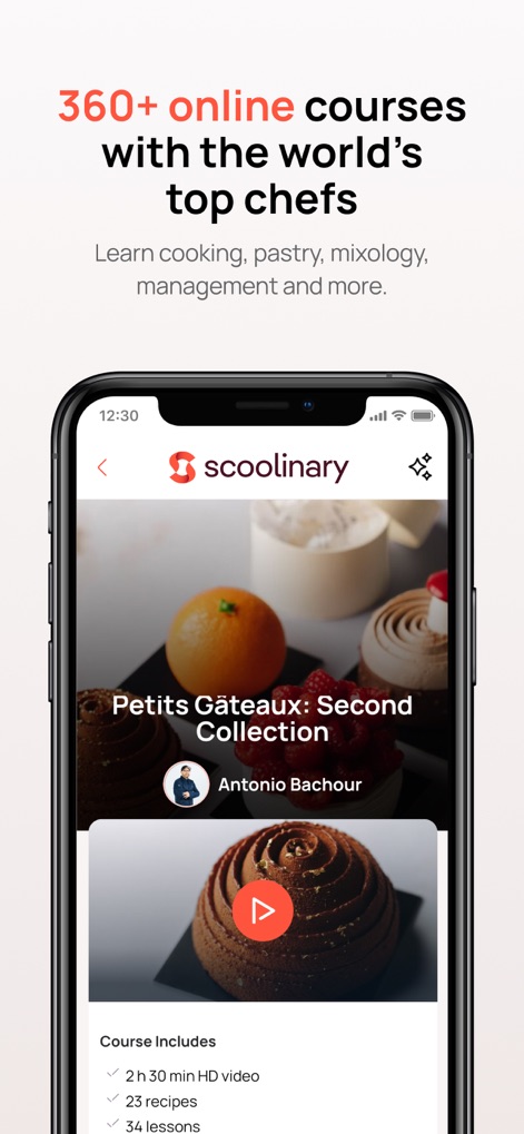 Scoolinary: Cook Online - Delve into detailed course descriptions, highlighting comprehensive lesson breakdowns and the expertise of renowned instructors like Antonio Bachour.