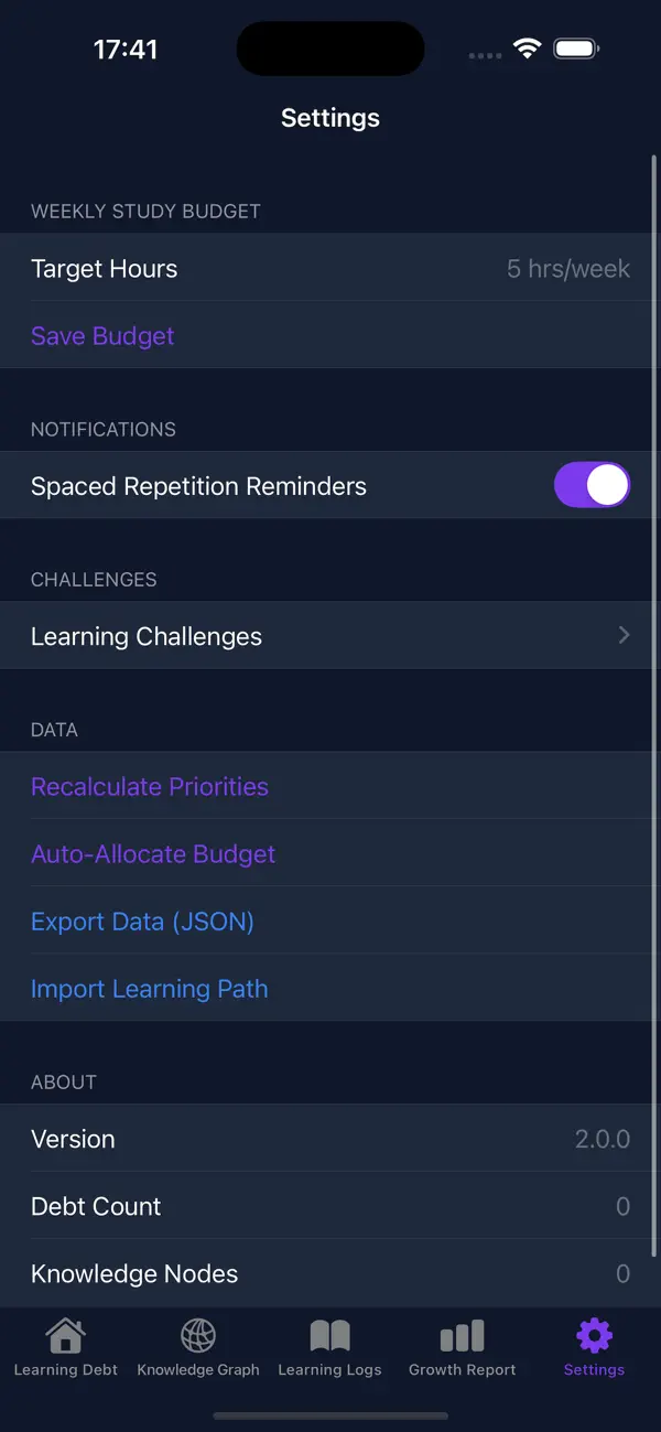 #4. LearningDebtTracker (iOS) De: 泽锋 何
