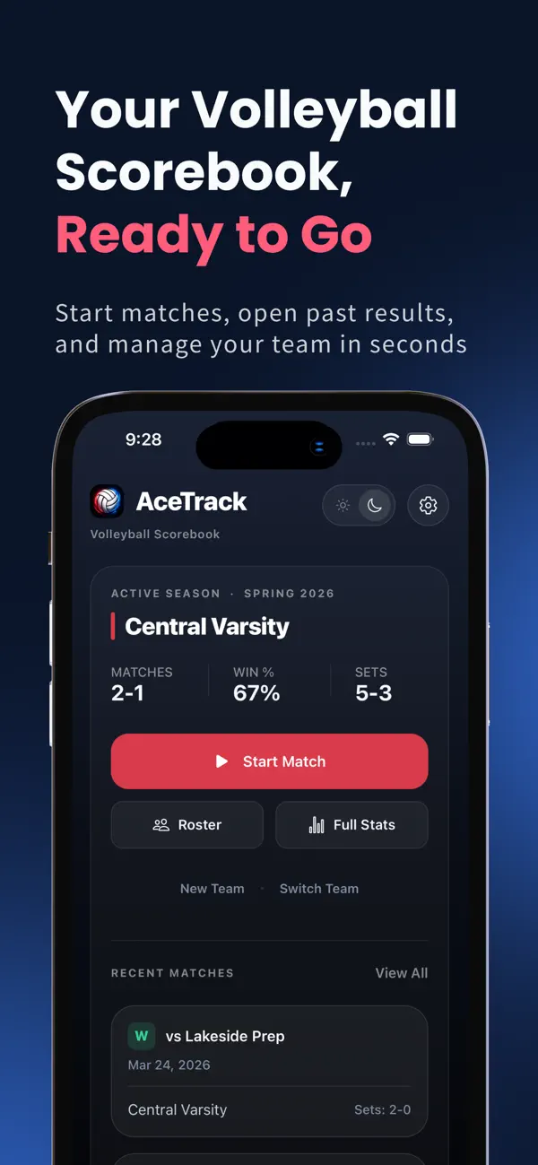 Screenshot #1 pour AceTrack: Volleyball Scorebook