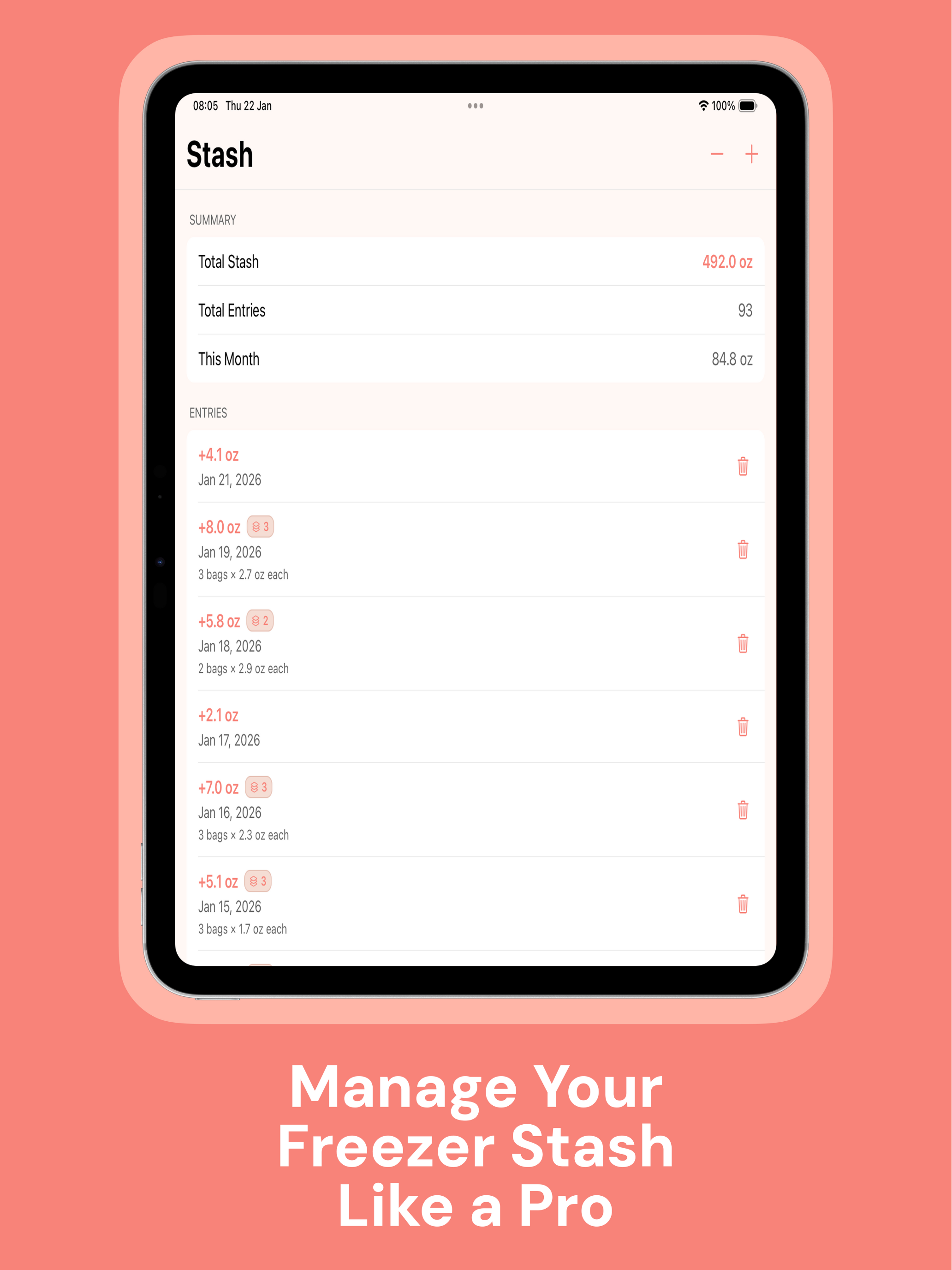 Pumping Tracker: Stash