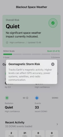 Blackout Space Weather iPhone screenshot