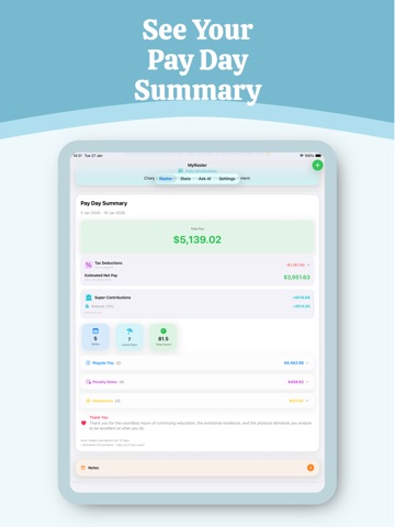 MyRoster - For Shift Workers iPad screenshot 3