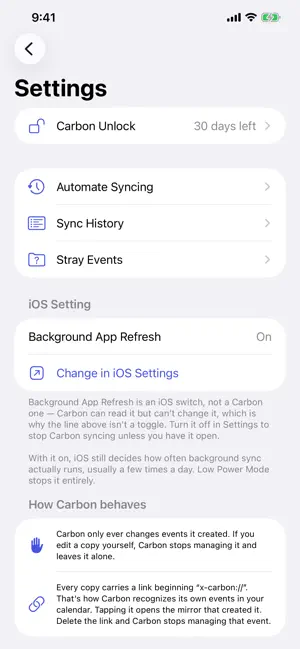 Carbon - Calendar Mirror screenshot 4