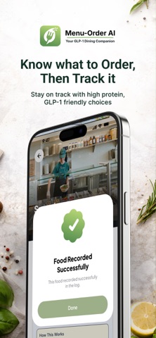 Menu Order AI: Find GLP1 Meals iPhone screenshot