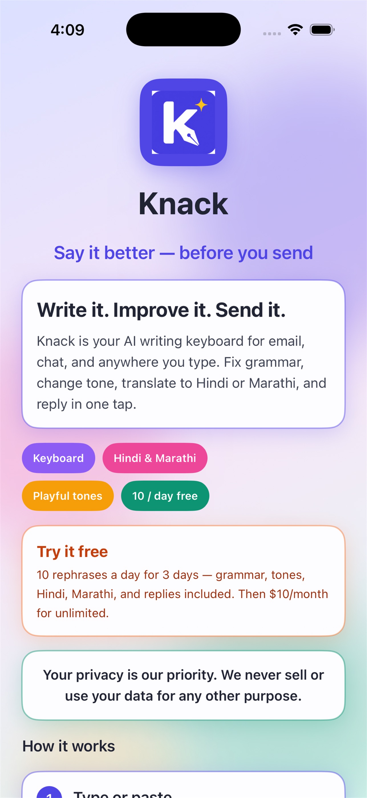 Screenshot 2 of Knack-Writing Assistant