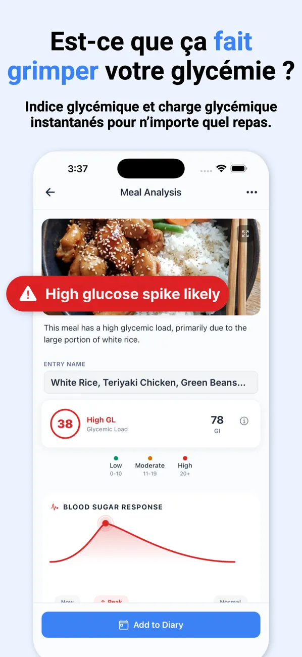 Screenshot #1 pour Glycemic Snap: Index & Charge