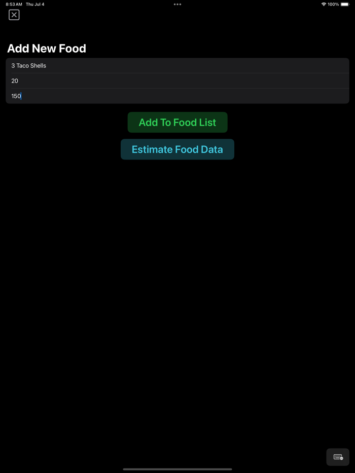 Carbs  Calories Tracker