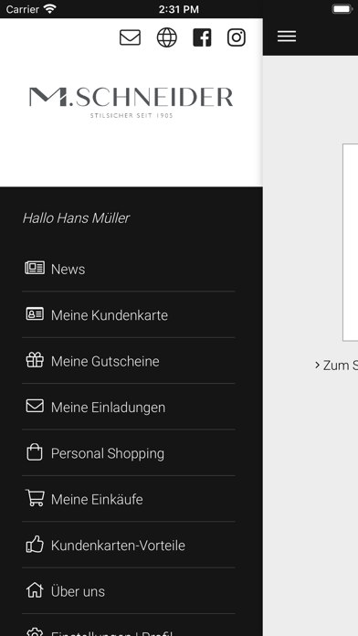 Modehaus M. Schneider Screenshot