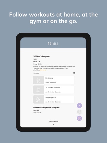 PRIMAL Online iPad screenshot