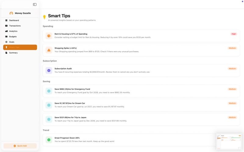 Money Gazelle Expense Tracker screenshot