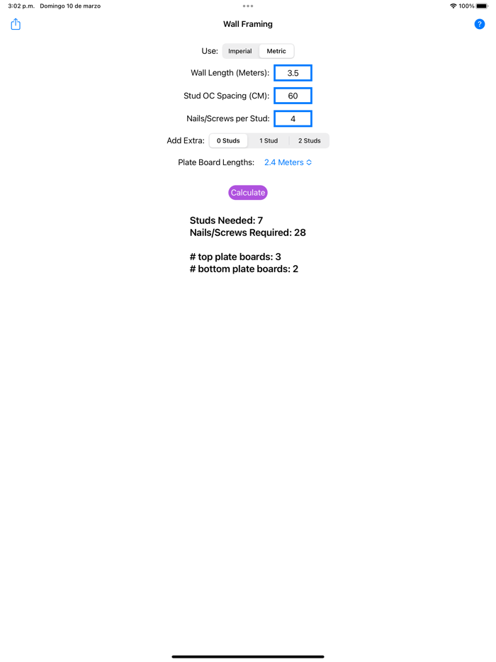 Wall Framing Material Estimate