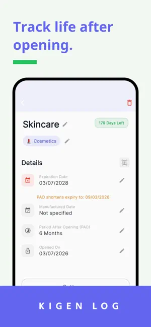 Kigen Log: Expiration Tracker screenshot 4
