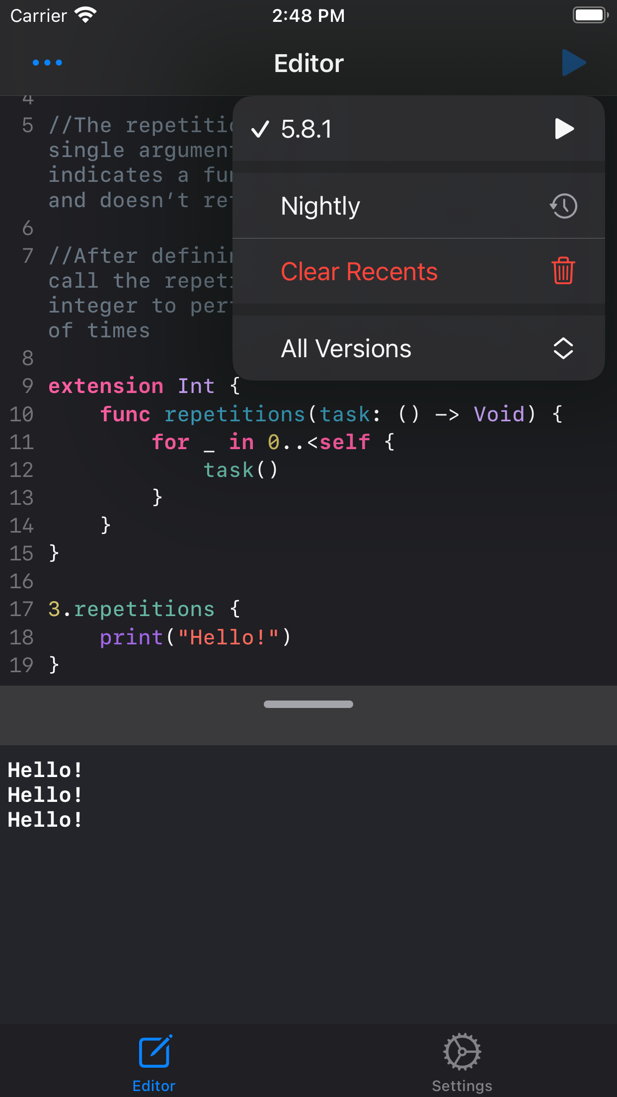 Swifty Compiler: Swift IDE screenshot 2
