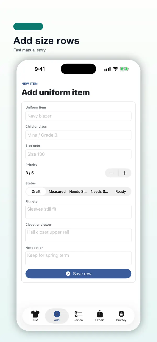 Screenshot #2 pour School Uniform Size Pad