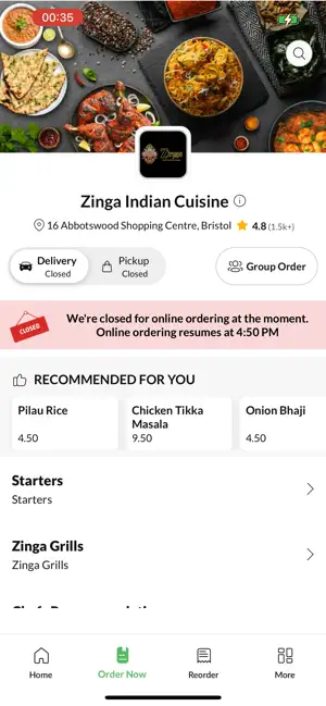 Zinga Indian Cuisine. screenshot 2
