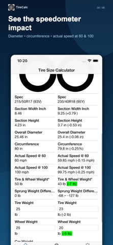 Tire Size Calculator iPhone screenshot