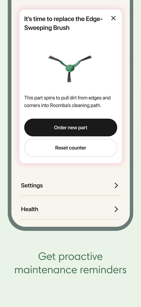 Roomba Home App Store screenshot 4, headline “Get proactive”. Rounded headline type.