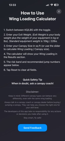 Wing Loading Calculator screenshot