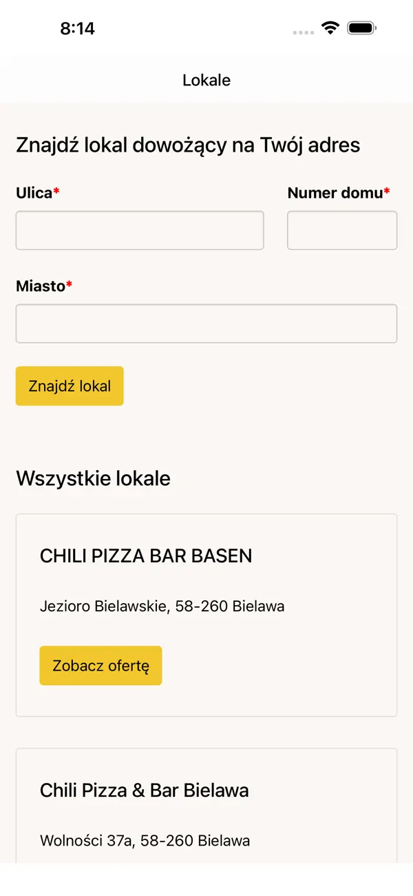 Screenshot #1 pour Chili Pizza & Bar