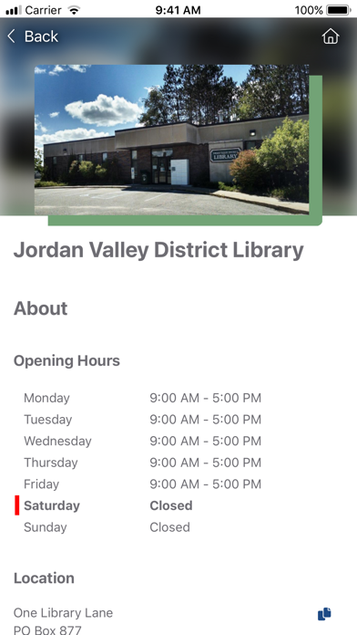 Jordan Valley District Library Screenshot