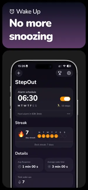 Stepout: Alarm & Wake Up screenshot 1