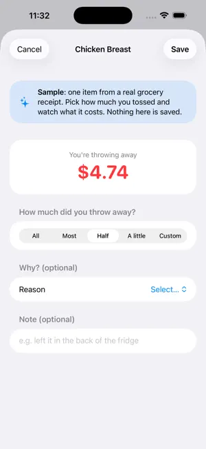 TossCost: Food Waste Tracker screenshot 3
