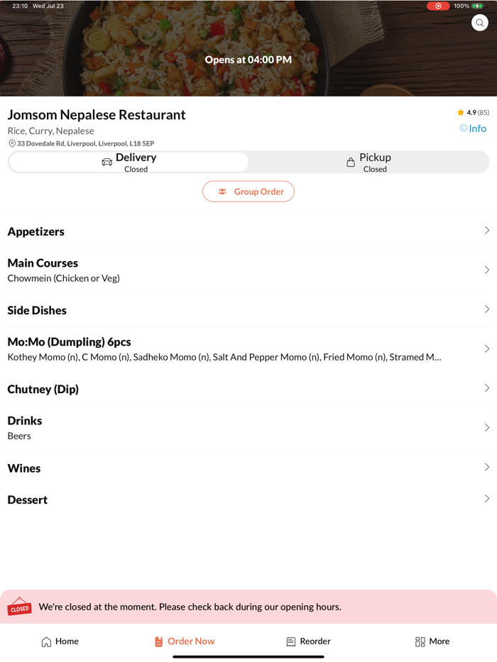 Jomsom Nepalese Restaurant