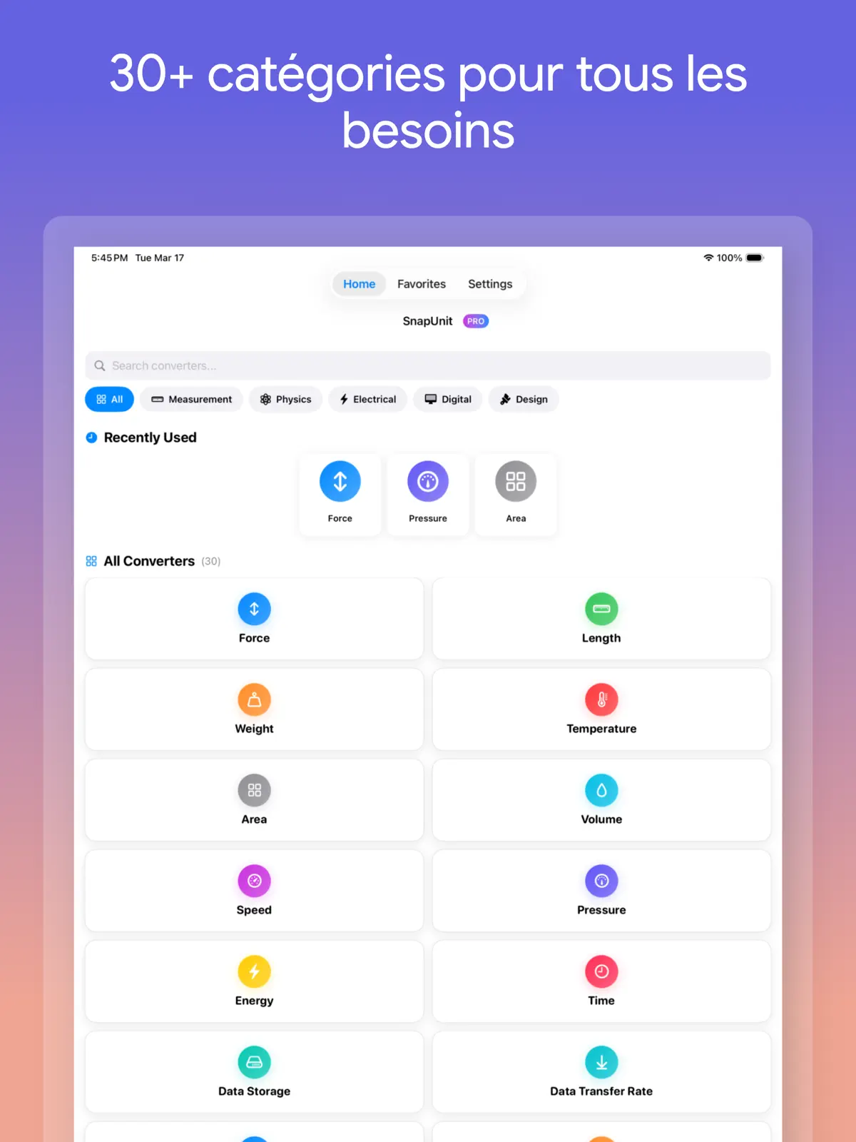 Convertisseur d'unités + iPad screenshot 2