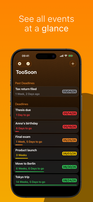 TooSoon: Deadline Tracker Screenshot 2 of 4