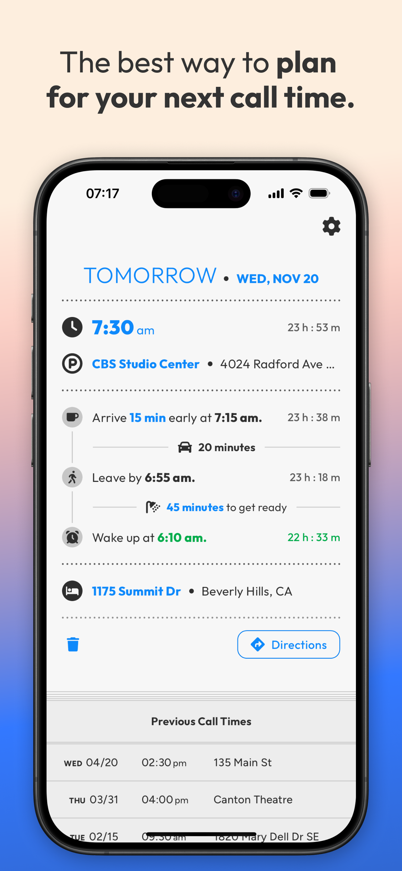 Call Time: Personal Manager